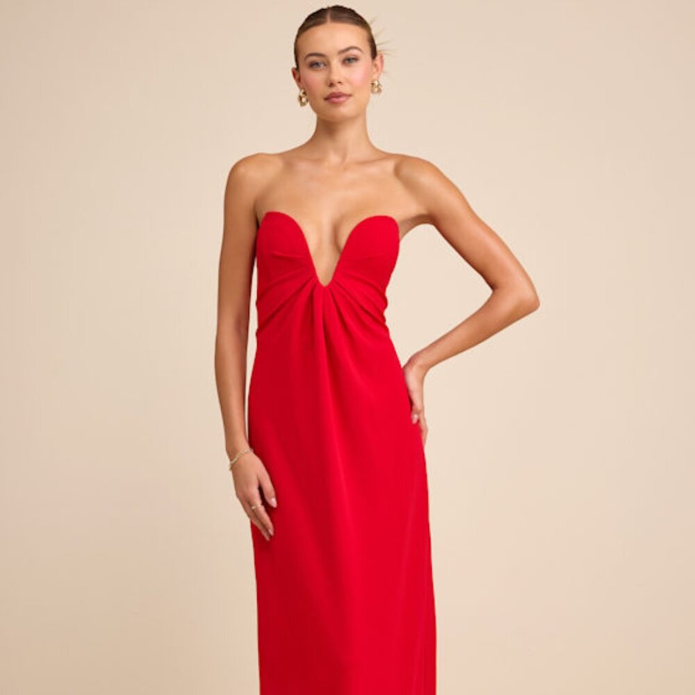 Lulus Thula Red Cutout U-bar Column Maxi Dress - Size -never worn-new with tags